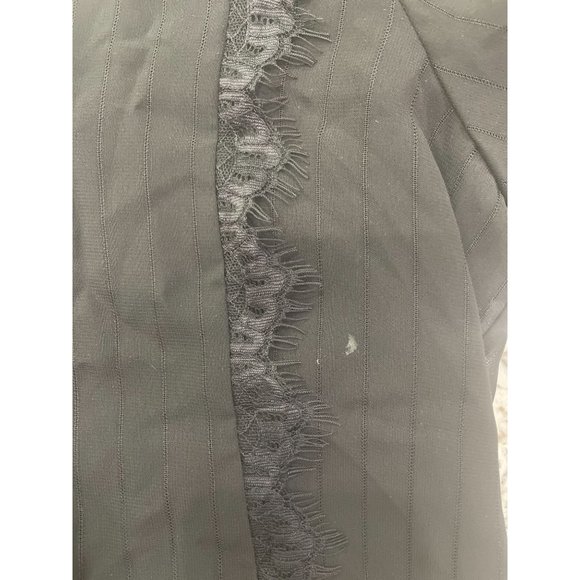 WAYF Lace Trim Knotted Long Sleeve Blouse Black Women's Size M - Picture 9 of 11